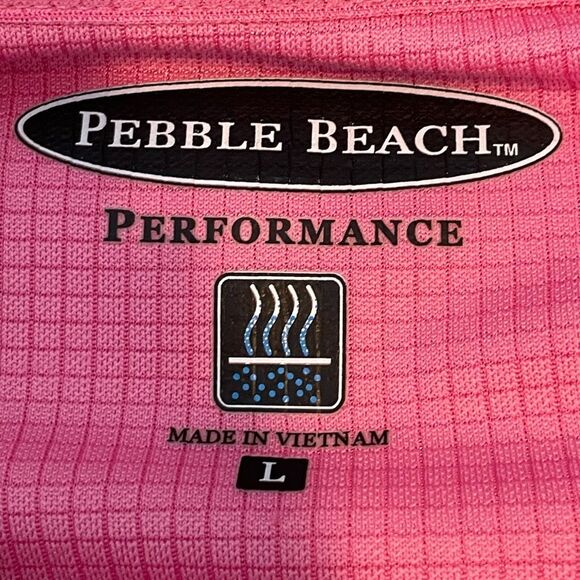 Pebble Beach Performance Golf Polo Shirt Bright Pink Grid Pattern Short Sleeve L - Picture 6 of 9